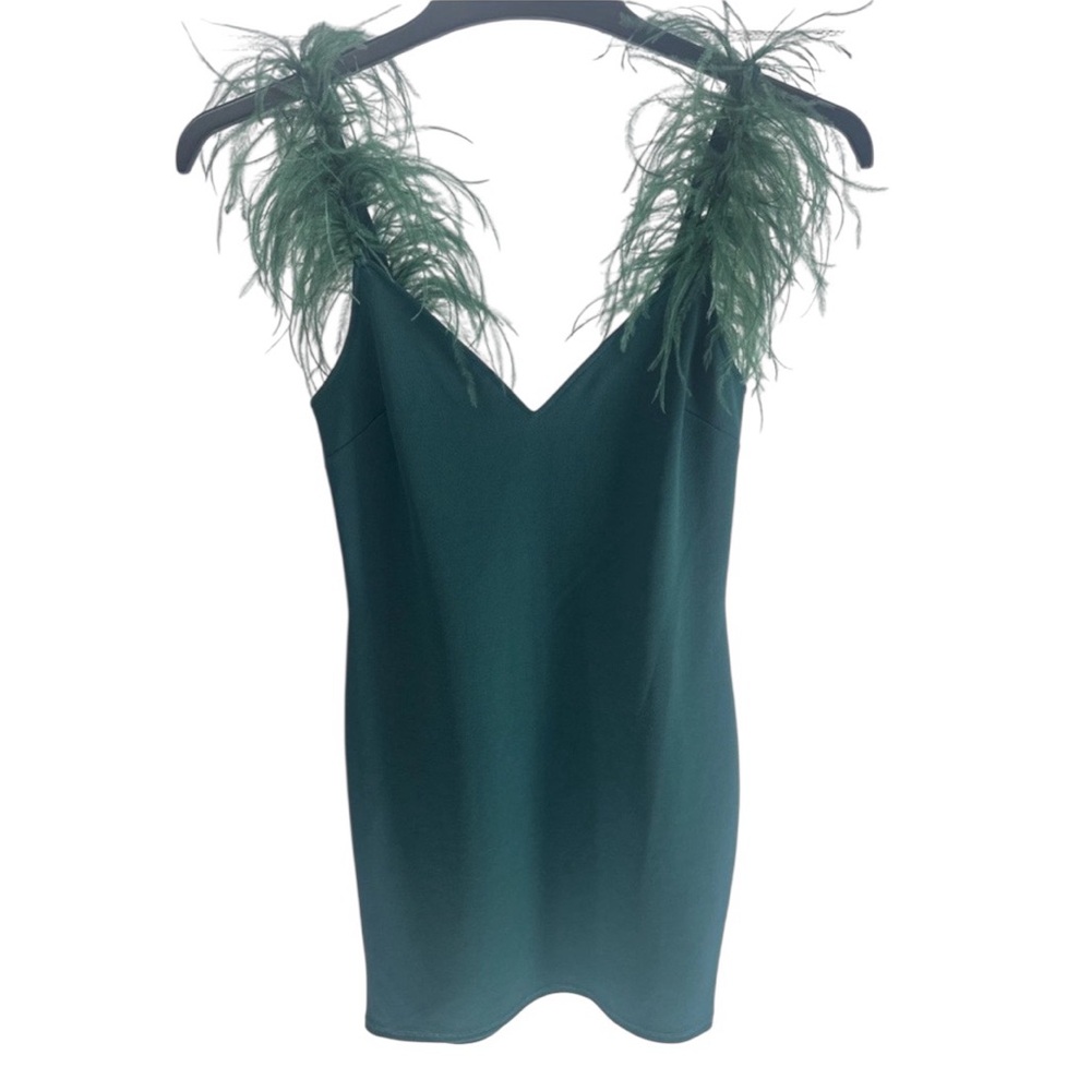 Camille La Vie,  Dress featuring feather-trimmed straps and a back zipper S‎